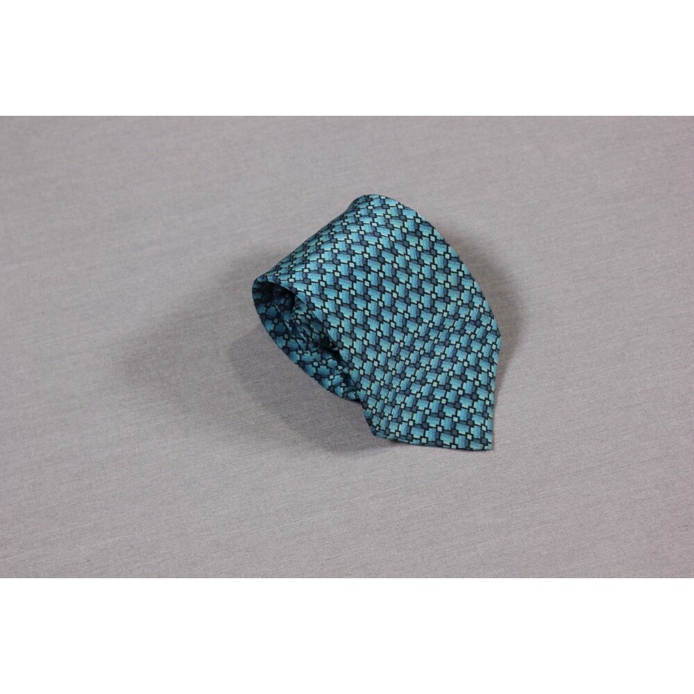 Balenciaga Paris Tie Mens Blue Geometric 100% Silk Made In Italy